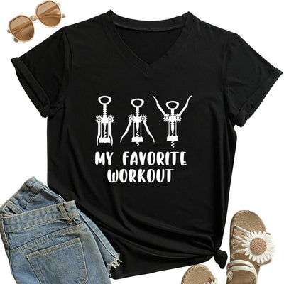 My Favorite Workout Print Tshirt Spring Short Sleeves Women
