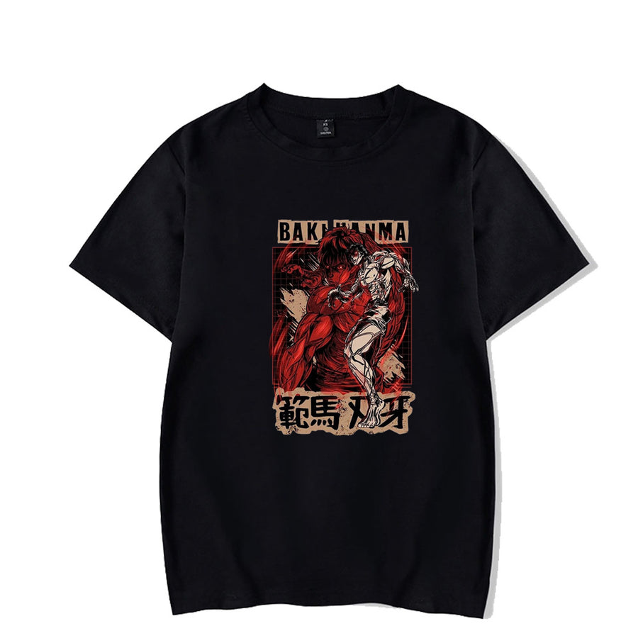 Baki Hanma The Grappler tshirt Fan Ma Cutting Teeth Short Sleeve