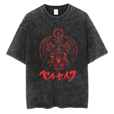 Men Hip Hop Streetwear Tshirt Washed Black