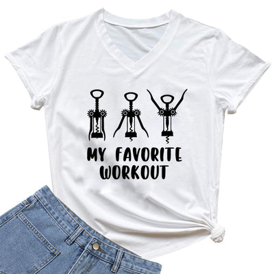 My Favorite Workout Print Tshirt Spring Short Sleeves Women