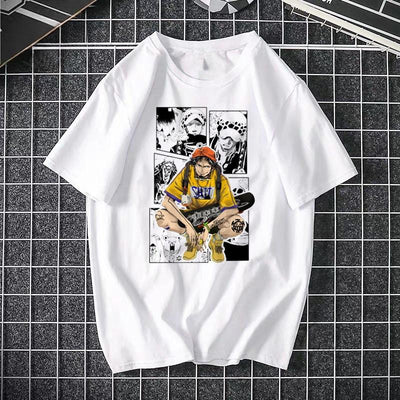 ONE PIECE Pirate King Luffy Fourth Grade Printed T-shirt Thin Top Short Sleeve Anime  Tshirt