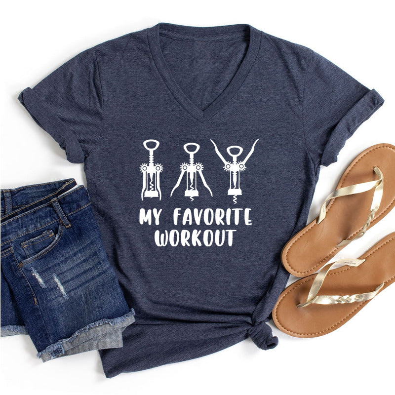 My Favorite Workout Print Tshirt Spring Short Sleeves Women