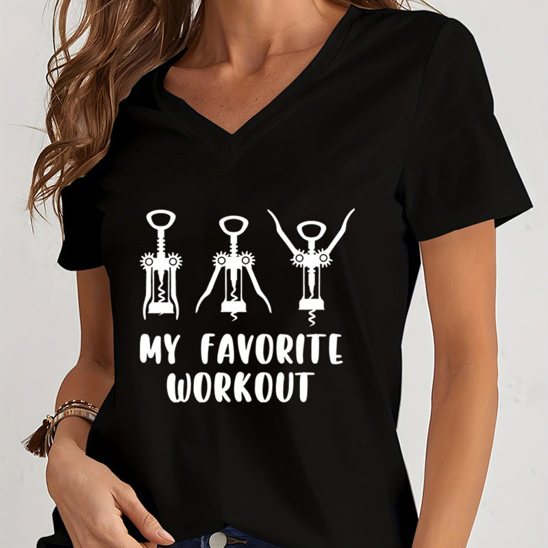 My Favorite Workout Print Tshirt Spring Short Sleeves Women