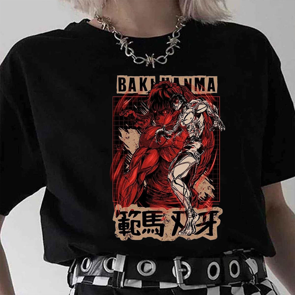 Baki Hanma The Grappler tshirt Fan Ma Cutting Teeth Short Sleeve