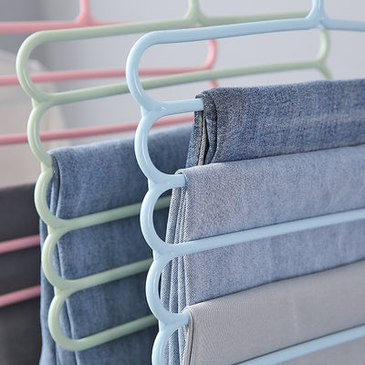 Colored Non-Slip Multi-Layer Trouser Racks Multifunctional Wardrobe 5-Layer Hanging Trousers Hangers
