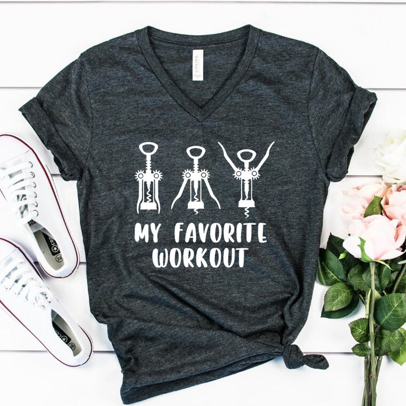 My Favorite Workout Print Tshirt Spring Short Sleeves Women