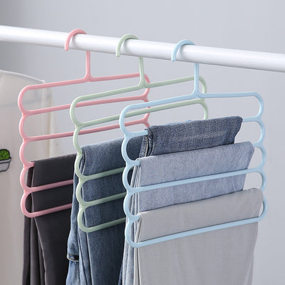 Colored Non-Slip Multi-Layer Trouser Racks Multifunctional Wardrobe 5-Layer Hanging Trousers Hangers