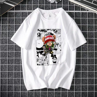 ONE PIECE Pirate King Luffy Fourth Grade Printed T-shirt Thin Top Short Sleeve Anime  Tshirt