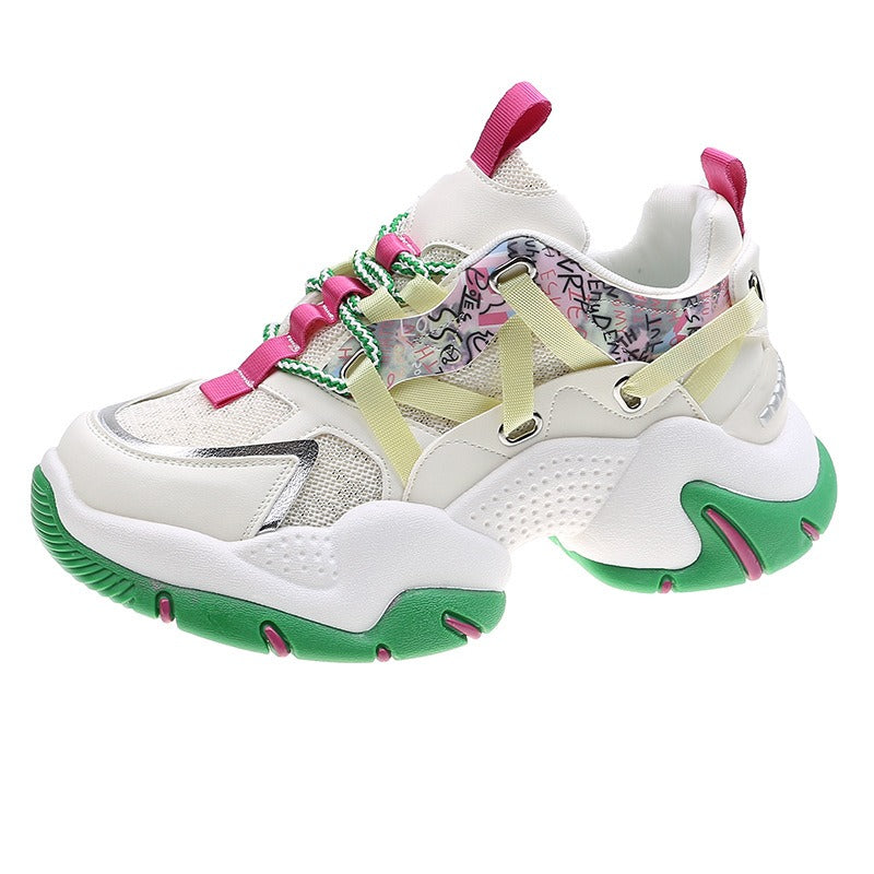 Women Chunky Sneakers Breathable Mesh Mixed Colors Tennis Sneaker Platform Sports Shoes Trend Cool Female Shoes