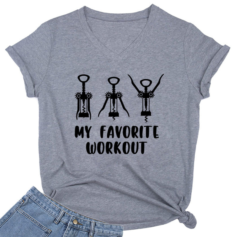 My Favorite Workout Print Tshirt Spring Short Sleeves Women